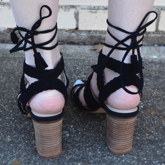 Leather Woven Ghillie LaceUp Gladiator Heel Sandal - Picture 3 of 4